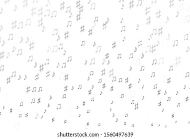 Light Silver, Gray vector background with music symbols. Modern abstract illustration with melody keys. Pattern for festival leaflets.