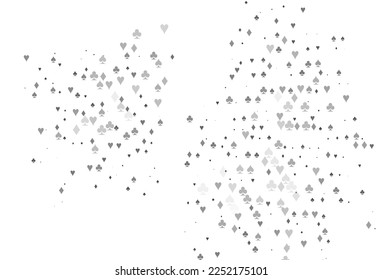 Light Silver, Gray vector background with cards signs. Colorful gradient with signs of hearts, spades, clubs, diamonds. Pattern for leaflets of poker games, events.