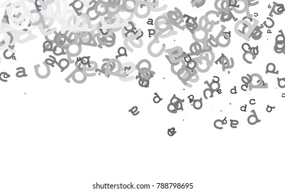 Light Silver, Gray vector background with signs of alphabet. Abstract illustration with colored latin alphabet. The pattern can be used as ads, poster, banner for books.