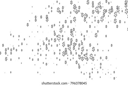 Light Silver, Gray vector background with signs of dollars. Shining illustration with signs of dollars on abstract template. Smart design for your business advert of economic, wealth.