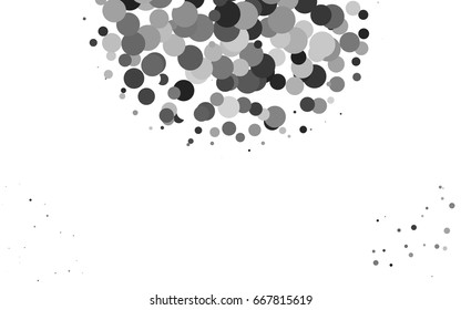 Light Silver, Gray vector banner with circles, spheres. Abstract spots. Background of Art bubbles in halftone style with colored gradient.
