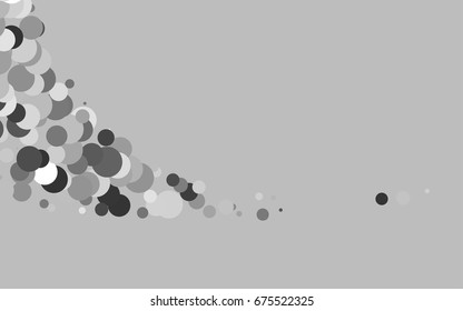 Light Silver, Gray vector banner with circles, spheres. Abstract spots. Background of Art bubbles in halftone style with colored gradient.