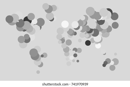 Light Silver, Gray vector banner with circles, spheres. Abstract spots. Background of Art bubbles in halftone style with colored gradient.