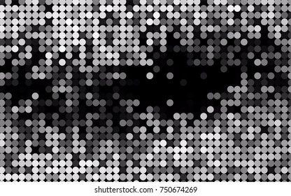 Light Silver, Gray vector banner with circles, spheres. Abstract spots. Background of Art bubbles in halftone style with colored gradient.