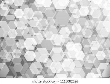 Light Silver, Gray vector blurry hexagon template. An elegant bright illustration with gradient. The template can be used as a background for cell phones.