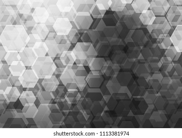 Light Silver, Gray vector blurry hexagon pattern. Brand new colored illustration in blurry style with gradient. A new texture for your design.