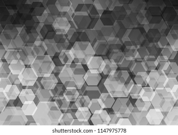 Light Silver, Gray vector blurry hexagon background. A sample with polygonal shapes. hexagonal pattern for your business design.