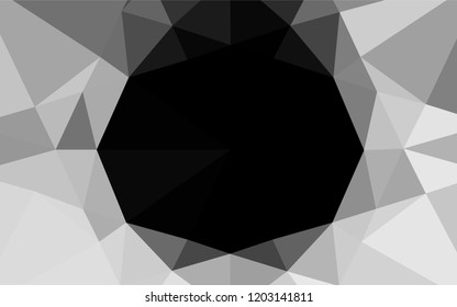 Light Silver, Gray vector blurry hexagon texture. Creative illustration in halftone style with gradient. Triangular pattern for your business design.