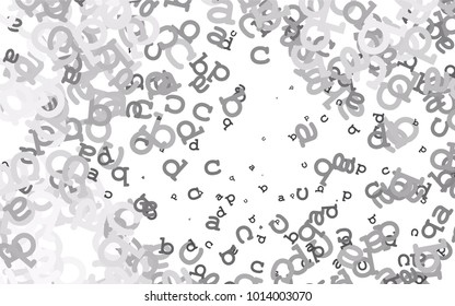 Light Silver, Gray vector cover with english symbols. Blurred design in simple style with signs of alphabet. The pattern can be used for school, grammar websites.