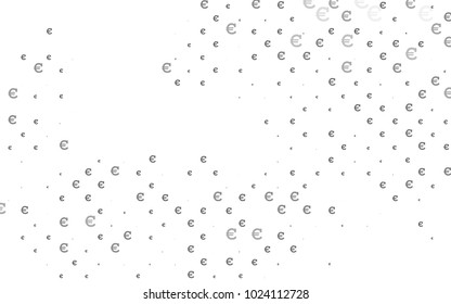 Light Silver, Gray vector cover with financial symbols. Blurred design in simple style with symbols of Euro. The pattern can be used for ad, booklets, leaflets of banks.