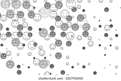 Light Silver, Gray vector cover with cute smiles. Illustration with set of smiles in simple style. Pattern for parties, gifts, congratulations.