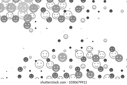 Light Silver, Gray vector cover with cute smiles. Beautiful colored illustration with smiles in simple style. Pattern for parties, gifts, congratulations.