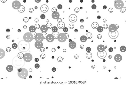 Light Silver, Gray vector cover with cute smiles. Colorful gradient Smiles on white background. Pattern for parties, gifts, congratulations.