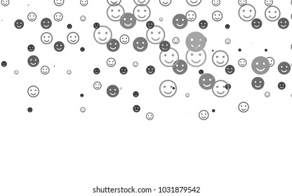 Light Silver, Gray vector cover with cute smiles. Blurred decorative design of smiles in doodle style. Pattern for carnival, festival fun leaflets.