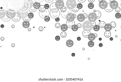 Light Silver, Gray vector cover with cute smiles. Blurred decorative design of smiles in doodle style. Beautiful design for your business advert.