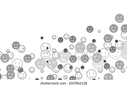 Light Silver, Gray vector cover with cute smiles. Colorful gradient Smiles on white background. Pattern for parties, gifts, congratulations.