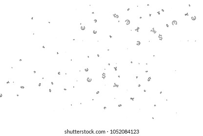 Light Silver, Gray vector cover with Euro, Dollar, Yen signs. Shining colored illustration with EUR, USD, JPY signs. The pattern can be used for ad, booklets, leaflets of banks.