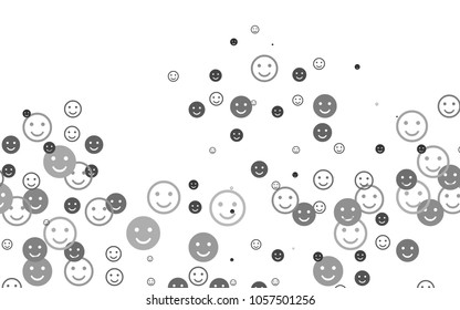 Light Silver, Gray vector cover with cute smiles. Glitter abstract sketch with smiley, icons. Beautiful design for your business advert.