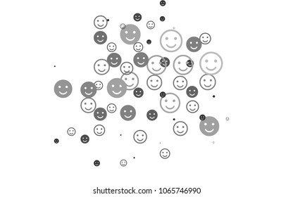 Light Silver, Gray vector cover with cute smiles. Glitter abstract sketch with smiley, icons. Beautiful design for your business advert.