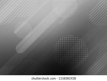 Light Silver, Gray vector cover with rounded stripes, dots. Glitter abstract illustration with colored sticks, dots. The template can be used as a background.