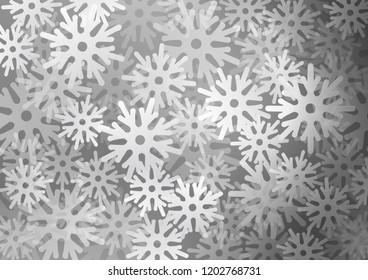 Light Silver, Gray vector cover with beautiful snowflakes. Blurred decorative design in xmas style with snow. The pattern can be used for new year leaflets.