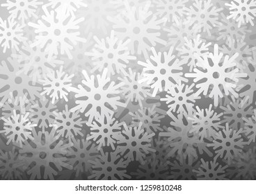 Light Silver, Gray vector cover with beautiful snowflakes. Shining colored illustration with snow in christmas style. New year design for your ad, poster, banner.
