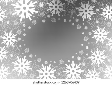 Light Silver, Gray vector cover with beautiful snowflakes. Blurred decorative design in xmas style with snow. The pattern can be used for new year ad, booklets.