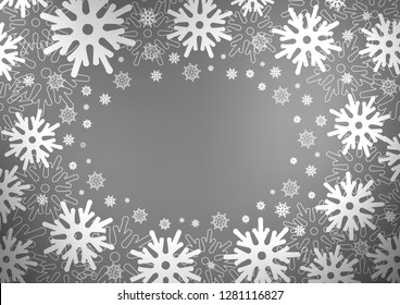 Light Silver, Gray vector cover with beautiful snowflakes. Modern geometrical abstract illustration with crystals of ice. The pattern can be used for new year leaflets.