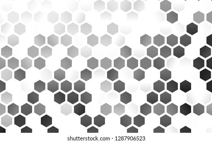 Light Silver, Gray vector cover with set of hexagons. Glitter abstract illustration in hexagonal style. Pattern for ads, leaflets.