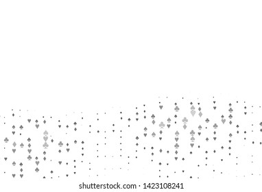 Light Silver, Gray vector cover with symbols of gamble. Colored illustration with hearts, spades, clubs, diamonds. Pattern for ads of parties, events in Vegas.