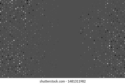 Light Silver, Gray vector cover with spots. Blurred bubbles on abstract background with colorful gradient. Pattern of water, rain drops.