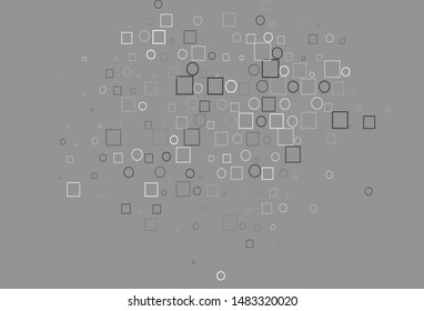 Light Silver, Gray vector cover with circles, cubes. Colorful gradient with circles, rectangles on abstract backdrop. Pattern of water, rain drops.