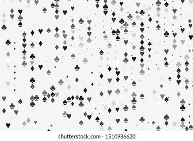 Light Silver, Gray vector cover with symbols of gamble. Colorful gradient with signs of hearts, spades, clubs, diamonds. Design for ad, poster, banner of gambling websites.