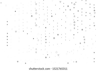 Light Silver, Gray vector cover with symbols of gamble. Colorful gradient with signs of hearts, spades, clubs, diamonds. Design for ad, poster, banner of gambling websites.