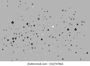 Light Silver, Gray vector cover with symbols of gamble. Glitter abstract sketch with isolated symbols of playing cards. Smart design for your business advert of casinos.