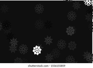 Light Silver, Gray vector cover with beautiful snowflakes. Snow on blurred abstract background with gradient. The template can be used as a new year background.