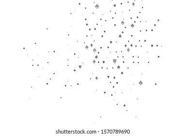 Light Silver, Gray vector cover with symbols of gamble. Colorful gradient with signs of hearts, spades, clubs, diamonds. Design for ad, poster, banner of gambling websites.