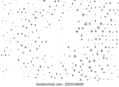 Light Silver, Gray vector cover with symbols of gamble. Glitter abstract sketch with isolated symbols of playing cards. Pattern for leaflets of poker games, events.