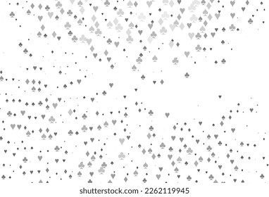 Light Silver, Gray vector cover with symbols of gamble. Colorful gradient with signs of hearts, spades, clubs, diamonds. Template for business cards of casinos.