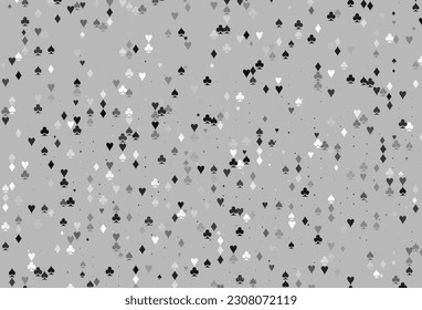 Light Silver, Gray vector cover with symbols of gamble. Colored illustration with hearts, spades, clubs, diamonds. Smart design for your business advert of casinos.
