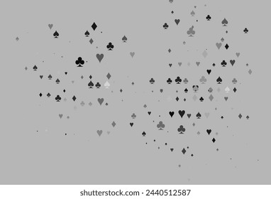 Light Silver, Gray vector cover with symbols of gamble. Colored illustration with hearts, spades, clubs, diamonds. Pattern for ads of parties, events in Vegas.