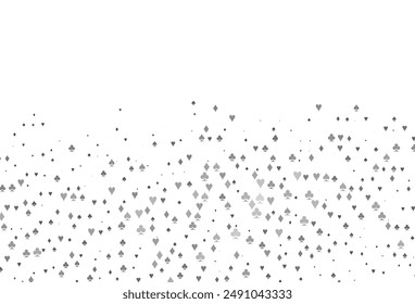 Light Silver, Gray vector cover with symbols of gamble. Glitter abstract sketch with isolated symbols of playing cards. Design for ad, poster, banner of gambling websites.