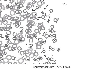 Light Silver, Gray vector cover with english symbols. Shining illustration with ABC symbols on abstract template. Smart design for your business advert of university.