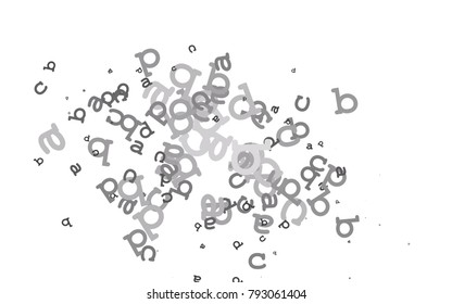 Light Silver, Gray vector cover with english symbols. Abstract illustration with colored latin alphabet. The pattern can be used as ads, poster, banner for books.