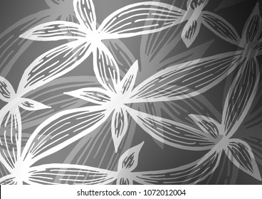 Light Silver, Gray vector curved floral template. Shining colored illustration with doodles in Zen tangle style. The elegant pattern can be used as a part of a brand book.