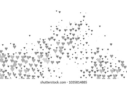 Light Silver, Gray vector greeting Card Happy Valentine's Day. Pattern with isolated hearts on the white background. Colored illustration for your banner, website, advert.