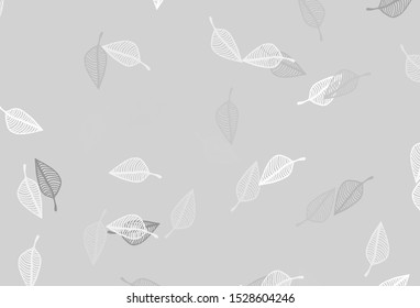 Light Silver, Gray vector hand painted background. Colorful illustration in doodle style with leaves. A new texture for your design.