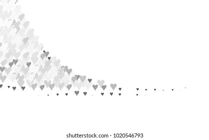 Light Silver, Gray vector hearts isolated on white background. Cool pattern in origami style with gradient for Valentine day. Graphic illustration for your business design.