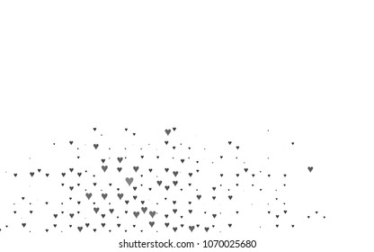 Light Silver, Gray vector hearts isolated on white background. Cool pattern in origami style with gradient for Valentine day. Graphic illustration for your business design.