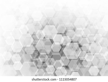 Light Silver, Gray vector hexagon mosaic template. Shining illustration, which consist of hexagons. The elegant pattern can be used as part of a brand book.